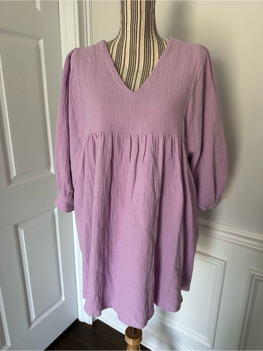 Pomander Place Tuckernuck Cotton Gauze Babydoll Mini Dress NWT Lavender Large